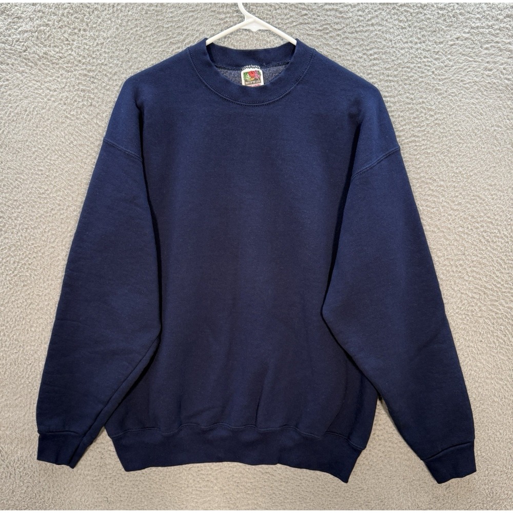 Vintage Fruit Of The Loom Sweatshirt Adult XL Blue Crewneck Sweater Workwear 90s